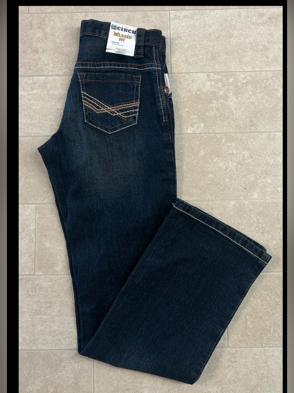 Cinch Youth Boy's 14 Relaxed Fit Mid Rise Boot Cut Jean MB16682003 Dark Wash